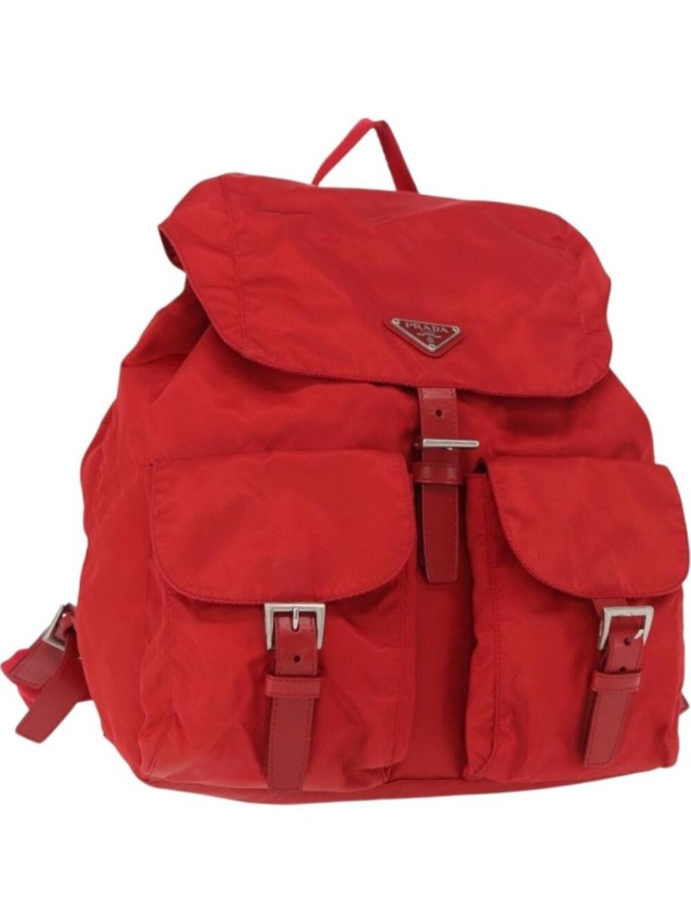 PRADA Backpack Nylon Red Silver